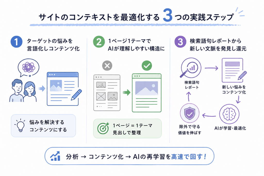 サイトのコンテキストを最適化する3つの実践ステップ